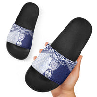 Northern Mariana Islands And Guam Slide Sandals Latte Stone With Tribal Pattern