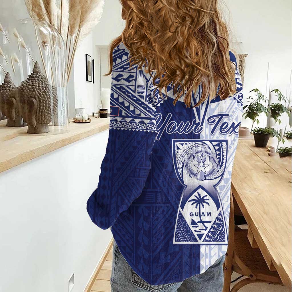 Personalised Northern Mariana Islands And Guam Women Casual Shirt Latte Stone With Tribal Pattern