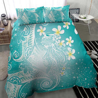 Polynesian Jellyfish Bedding Set With Plumeria Teal