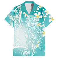 Polynesian Jellyfish Hawaiian Shirt With Plumeria Teal