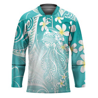 Polynesian Jellyfish Hockey Jersey With Plumeria Teal