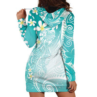 Polynesian Jellyfish Hoodie Dress With Plumeria Teal LT05 - Polynesian Pride