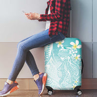Polynesian Jellyfish Luggage Cover With Plumeria Teal LT05 - Polynesian Pride