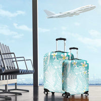 Polynesian Jellyfish Luggage Cover With Plumeria Teal LT05 - Polynesian Pride