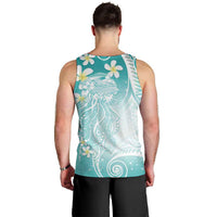 Polynesian Jellyfish Men Tank Top With Plumeria Teal