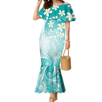 Polynesian Jellyfish Mermaid Dress With Plumeria Teal LT05 Women Teal - Polynesian Pride