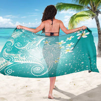 Polynesian Jellyfish Sarong With Plumeria Teal