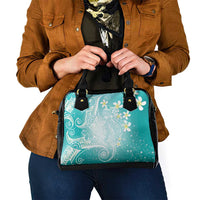 Polynesian Jellyfish Shoulder Handbag With Plumeria Teal