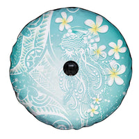 Polynesian Jellyfish Spare Tire Cover With Plumeria Teal LT05 - Polynesian Pride