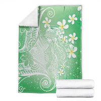 Polynesian Jellyfish Blanket With Plumeria Green
