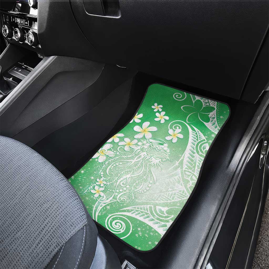 Polynesian Jellyfish Car Mats With Plumeria Green