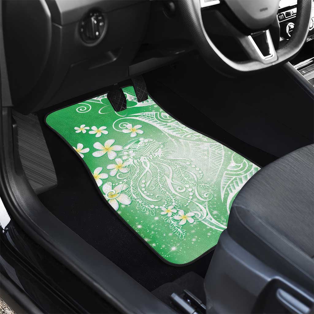 Polynesian Jellyfish Car Mats With Plumeria Green