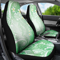 Polynesian Jellyfish Car Seat Cover With Plumeria Green