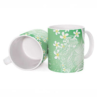 Polynesian Jellyfish Ceramic Mug With Plumeria Green