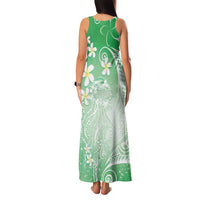 Polynesian Jellyfish Family Matching Tank Maxi Dress and Hawaiian Shirt With Plumeria Green