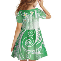 Polynesian Jellyfish Kid Short Sleeve Dress With Plumeria Green LT05 - Polynesian Pride