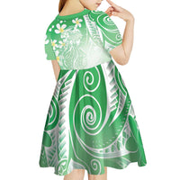 Polynesian Jellyfish Kid Short Sleeve Dress With Plumeria Green LT05 - Polynesian Pride