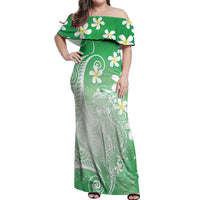Polynesian Jellyfish Off Shoulder Maxi Dress With Plumeria Green LT05 Women Green - Polynesian Pride