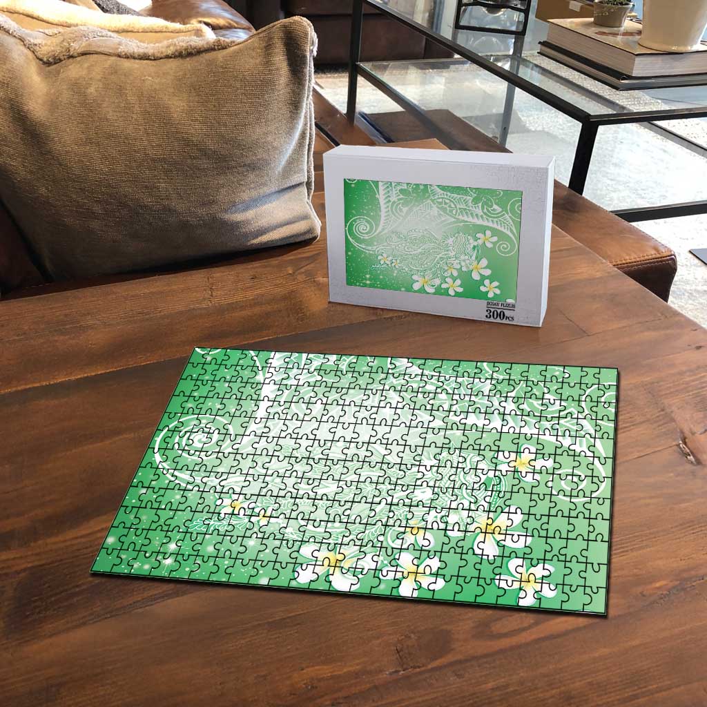 Polynesian Jellyfish Puzzle With Plumeria Green