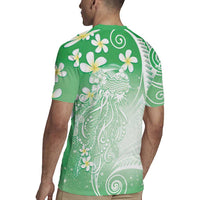 Polynesian Jellyfish Rugby Jersey With Plumeria Green