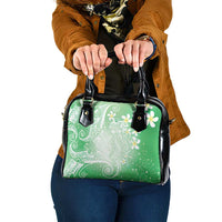 Polynesian Jellyfish Shoulder Handbag With Plumeria Green