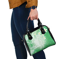 Polynesian Jellyfish Shoulder Handbag With Plumeria Green