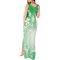 Polynesian Jellyfish Tank Maxi Dress With Plumeria Green
