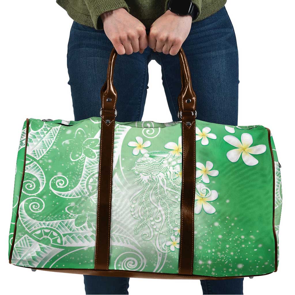Polynesian Jellyfish Travel Bag With Plumeria Green