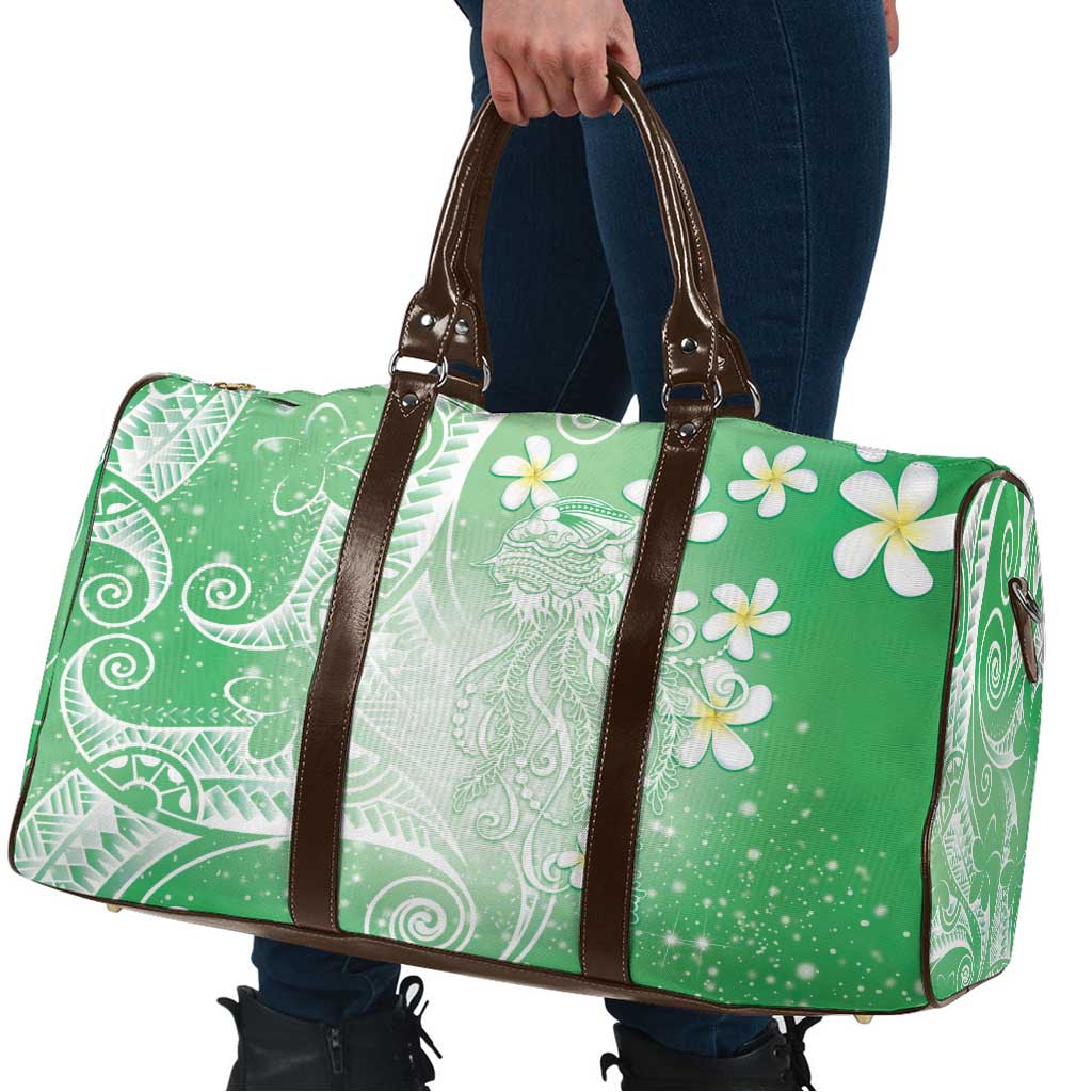 Polynesian Jellyfish Travel Bag With Plumeria Green