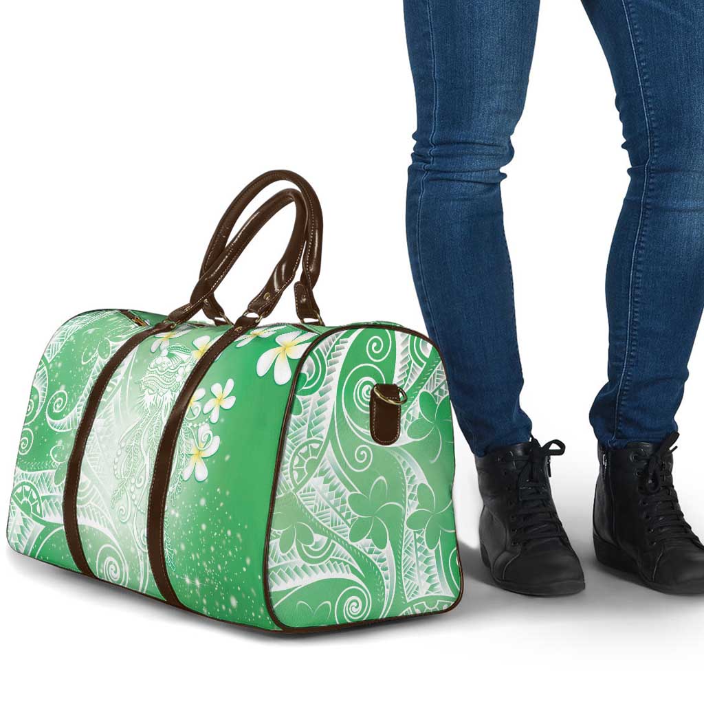 Polynesian Jellyfish Travel Bag With Plumeria Green