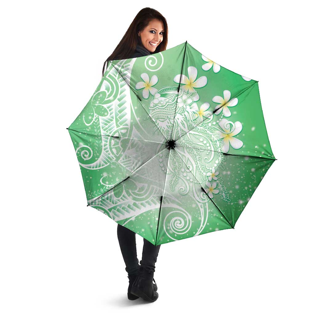 Polynesian Jellyfish Umbrella With Plumeria Green