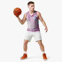 Polynesian Jellyfish Basketball Jersey With Plumeria Pink