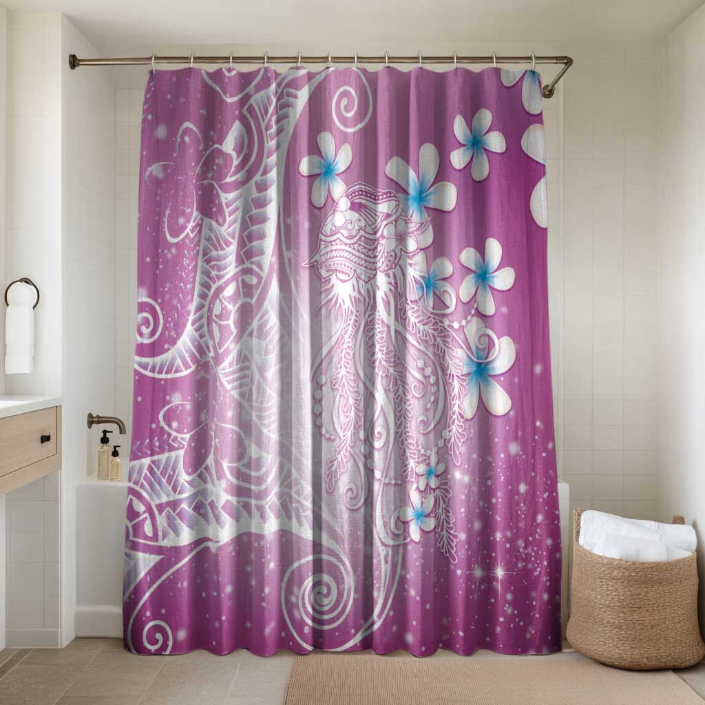 Polynesian Jellyfish Bathroom Set With Plumeria Pink