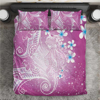 Polynesian Jellyfish Bedding Set With Plumeria Pink