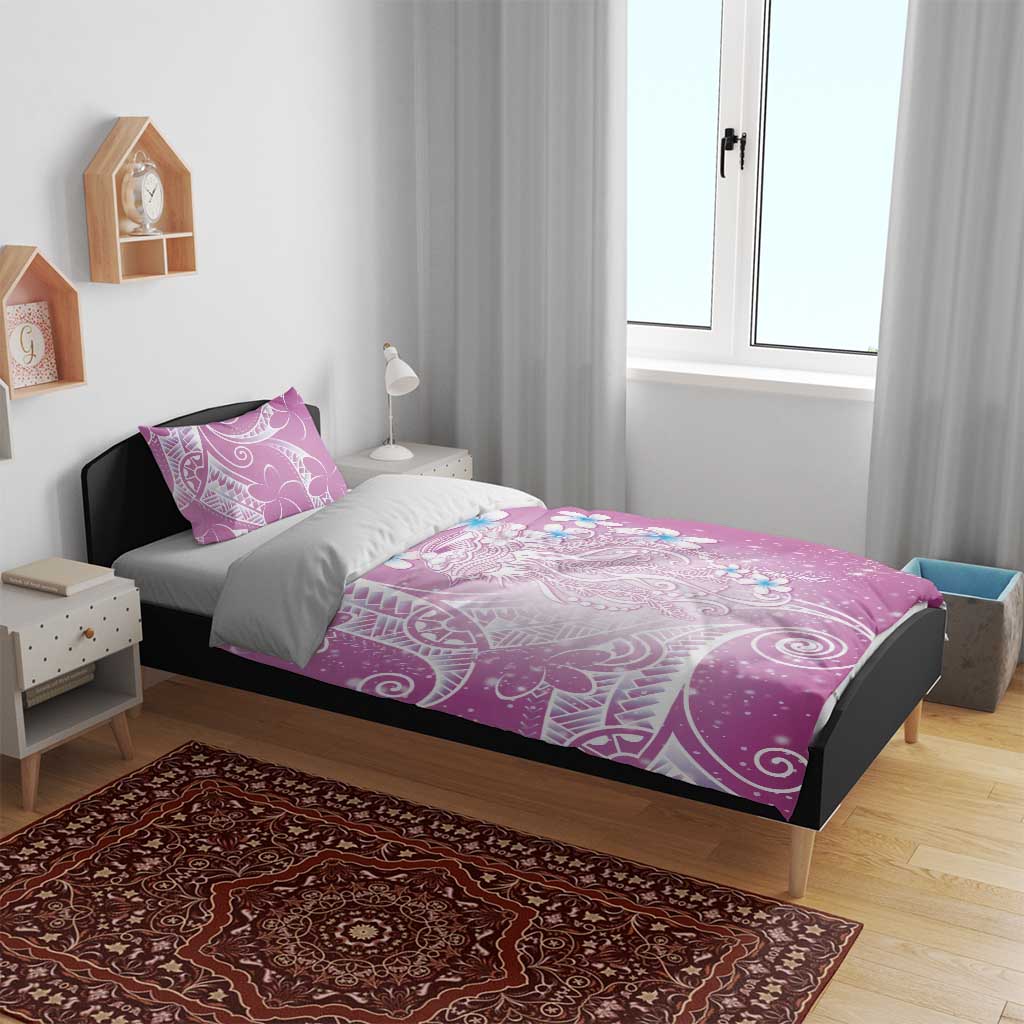 Polynesian Jellyfish Bedding Set With Plumeria Pink