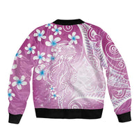 Polynesian Jellyfish Bomber Jacket With Plumeria Pink