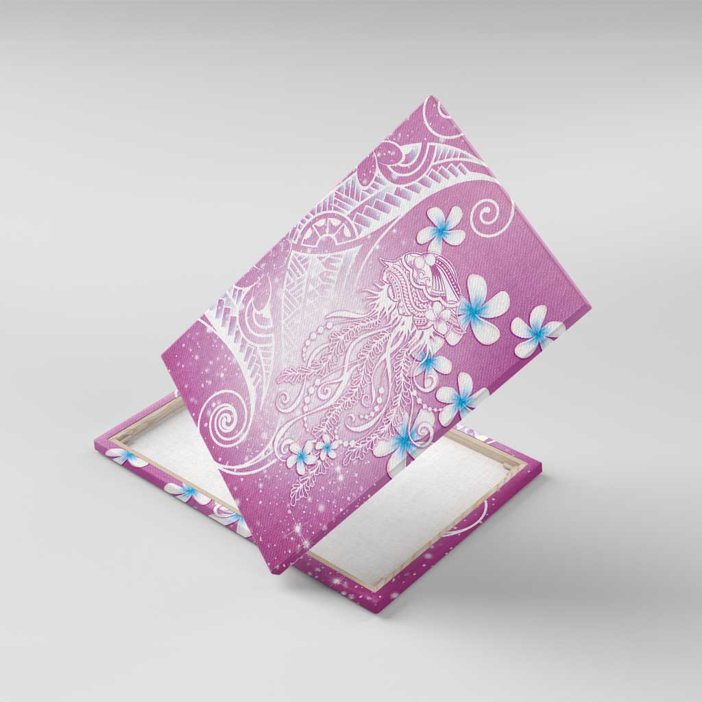 Polynesian Jellyfish Canvas Wall Art With Plumeria Pink