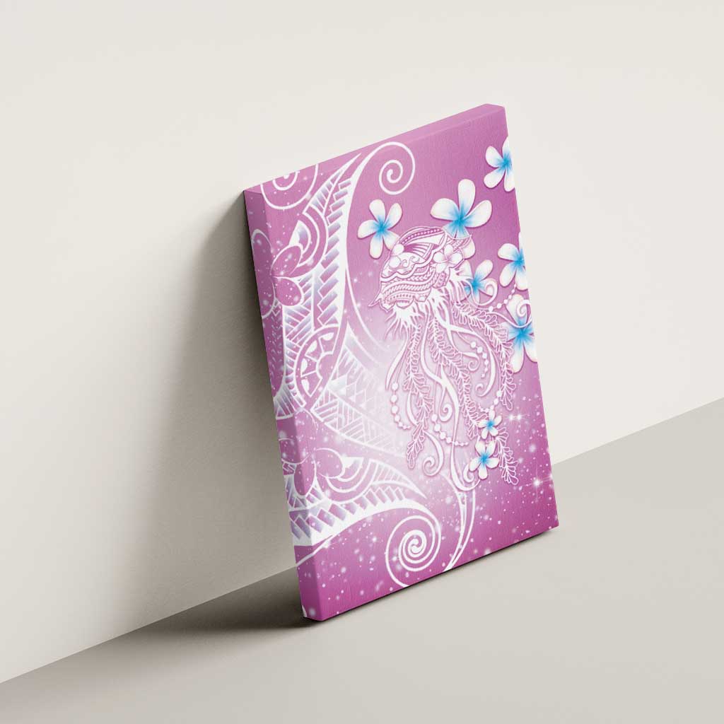 Polynesian Jellyfish Canvas Wall Art With Plumeria Pink