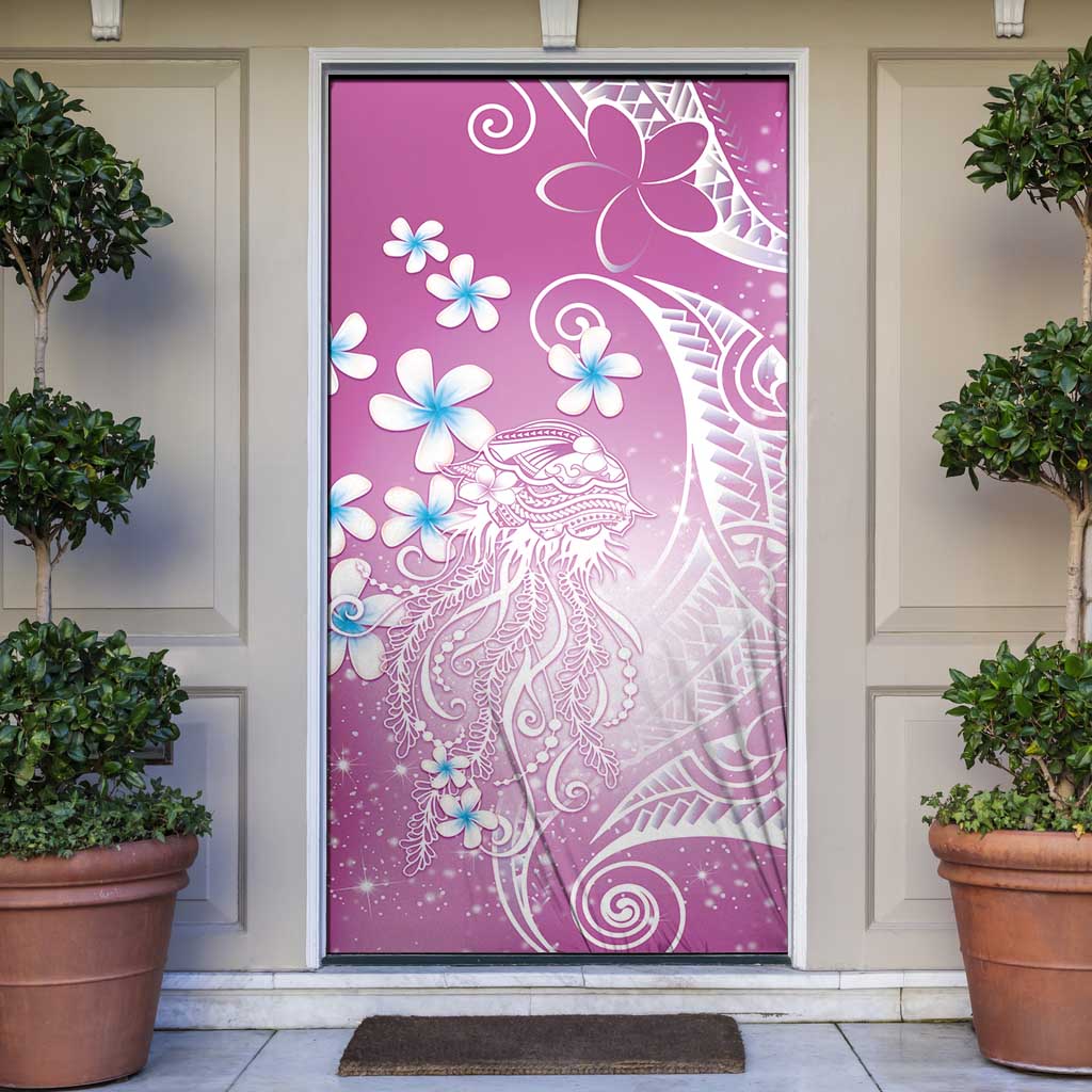 Polynesian Jellyfish Door Cover With Plumeria Pink