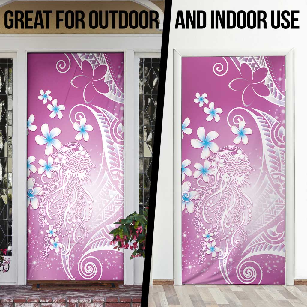 Polynesian Jellyfish Door Cover With Plumeria Pink