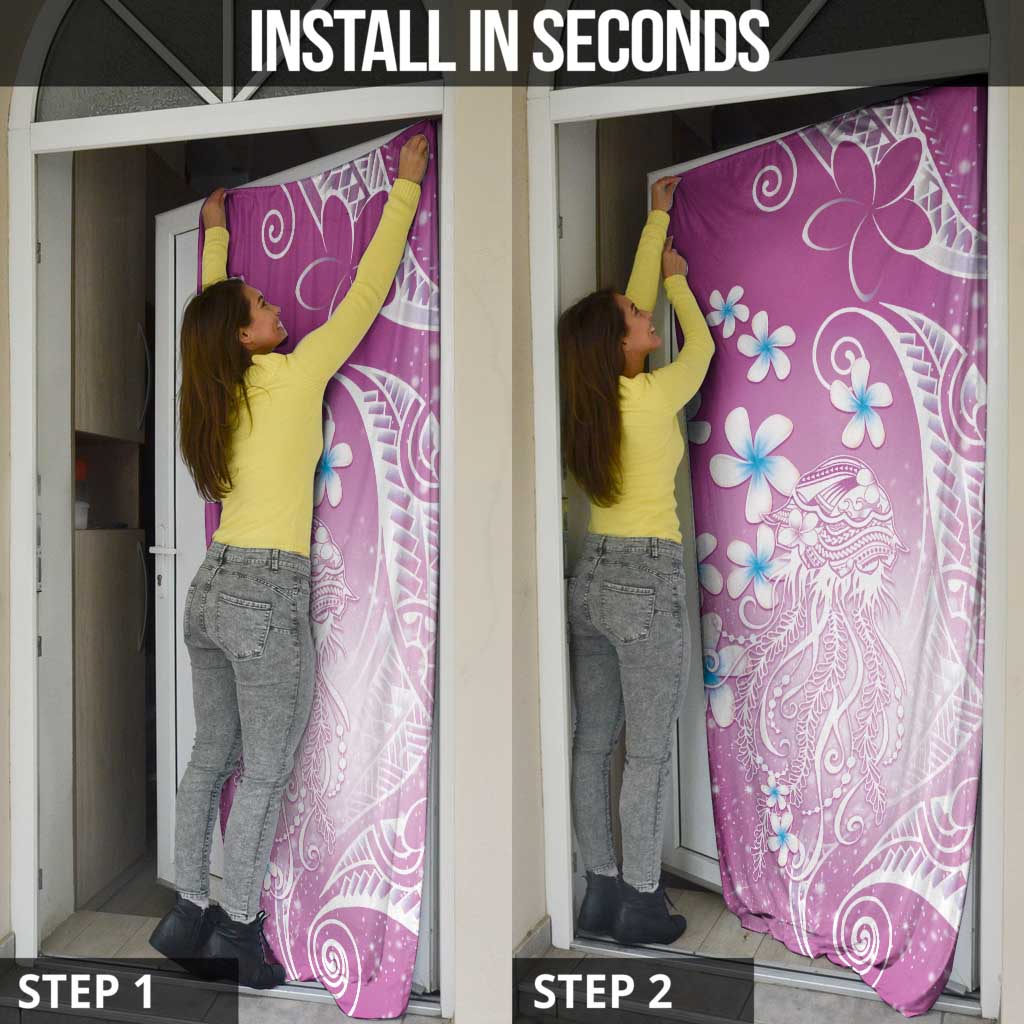 Polynesian Jellyfish Door Cover With Plumeria Pink