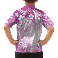 Polynesian Jellyfish Family Matching Summer Maxi Dress and Hawaiian Shirt With Plumeria Pink