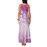 Polynesian Jellyfish Family Matching Tank Maxi Dress and Hawaiian Shirt With Plumeria Pink