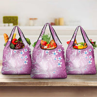 Polynesian Jellyfish Grocery Bag With Plumeria Pink