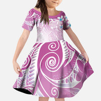 Polynesian Jellyfish Kid Short Sleeve Dress With Plumeria Pink LT05 KID Pink - Polynesian Pride