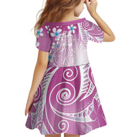 Polynesian Jellyfish Kid Short Sleeve Dress With Plumeria Pink LT05 - Polynesian Pride