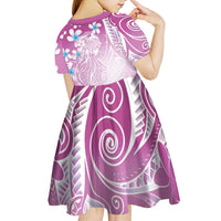 Polynesian Jellyfish Kid Short Sleeve Dress With Plumeria Pink LT05 - Polynesian Pride