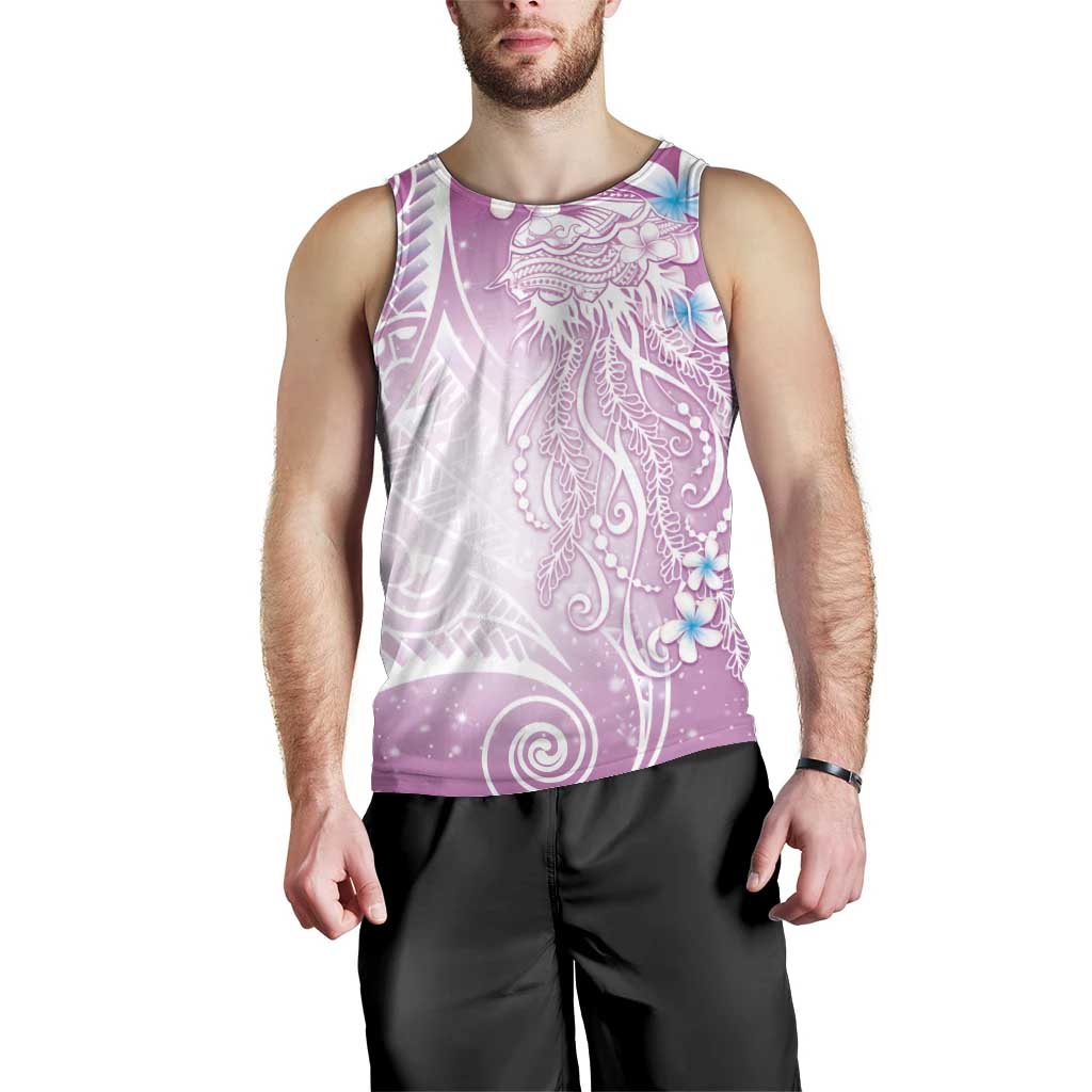 Polynesian Jellyfish Men Tank Top With Plumeria Pink