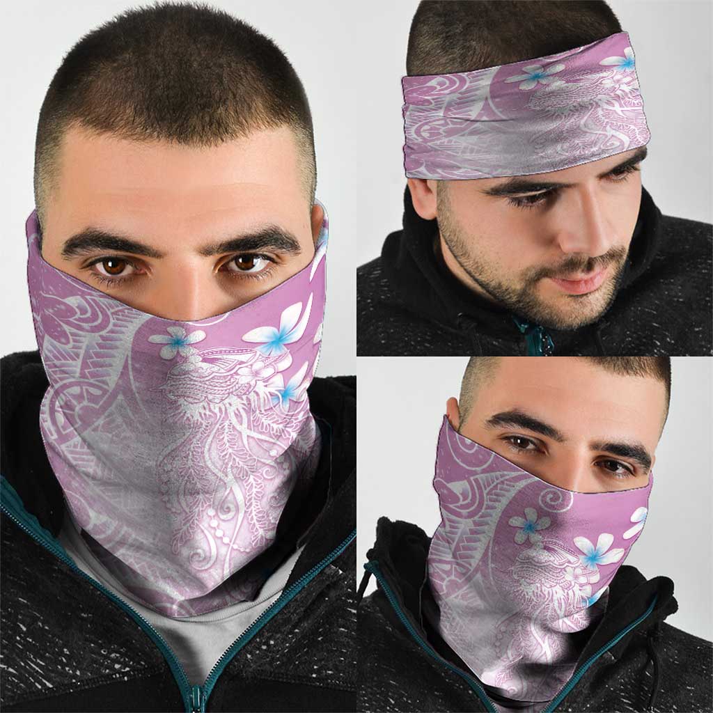 Polynesian Jellyfish Neck Gaiter With Plumeria Pink