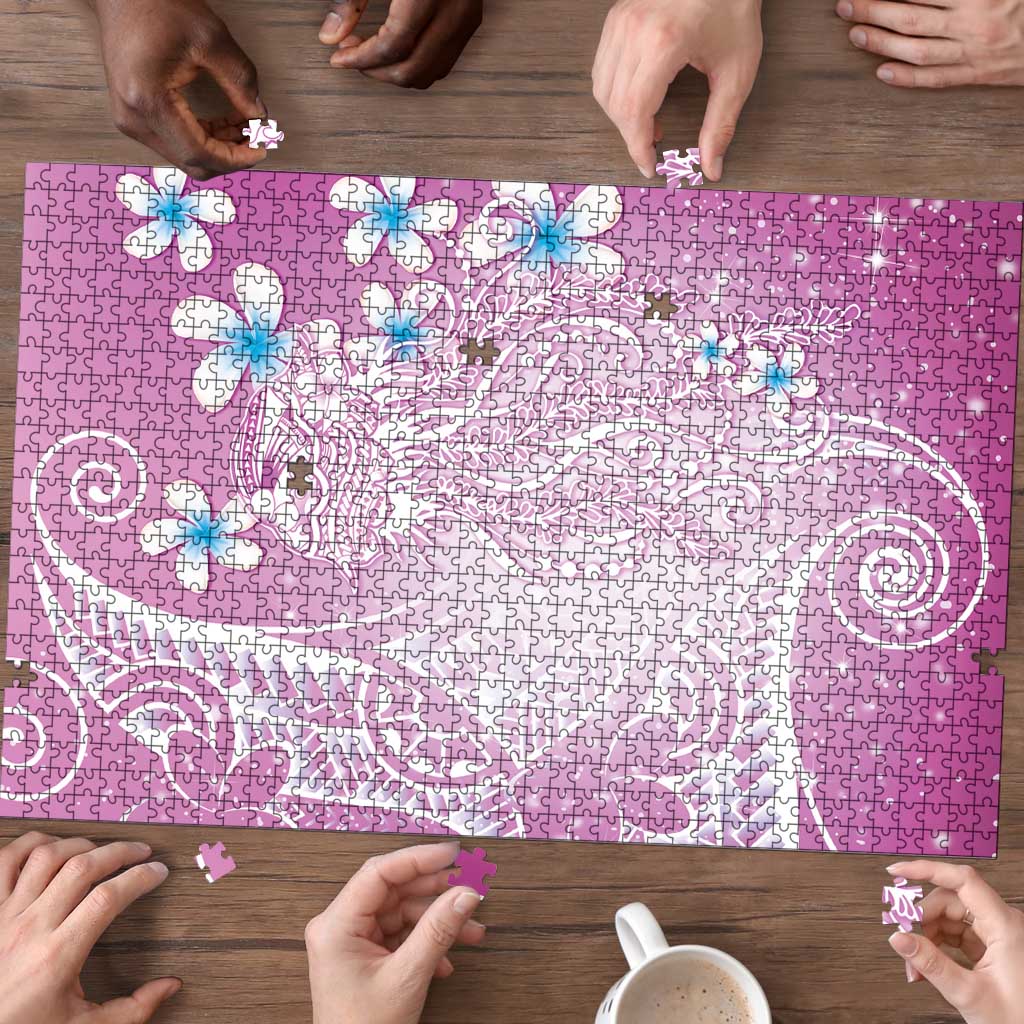Polynesian Jellyfish Puzzle With Plumeria Pink